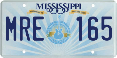 MS license plate MRE165