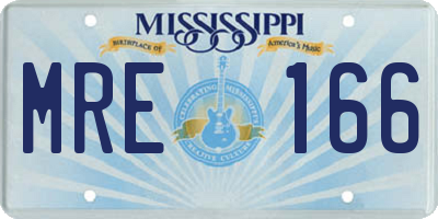 MS license plate MRE166