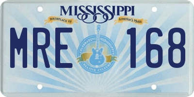 MS license plate MRE168