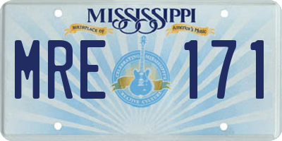 MS license plate MRE171