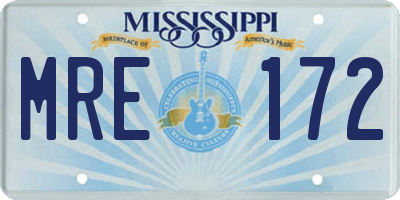 MS license plate MRE172