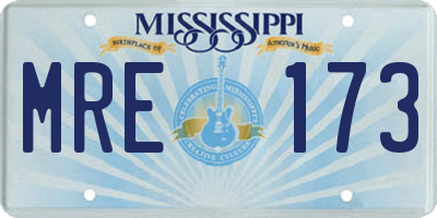 MS license plate MRE173