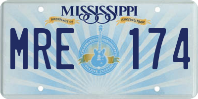 MS license plate MRE174