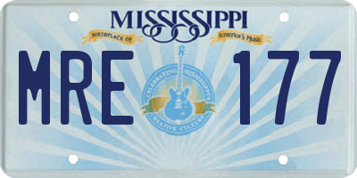 MS license plate MRE177