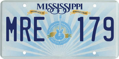 MS license plate MRE179