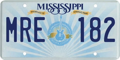 MS license plate MRE182