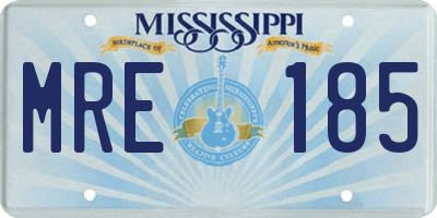 MS license plate MRE185