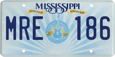 MS license plate MRE186