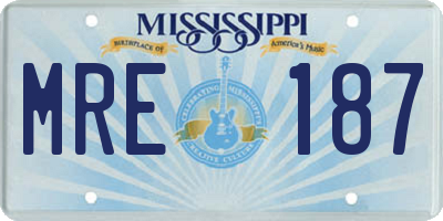 MS license plate MRE187