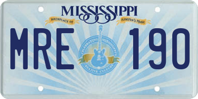 MS license plate MRE190