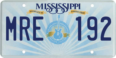 MS license plate MRE192
