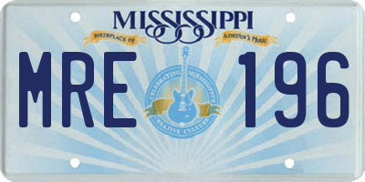 MS license plate MRE196