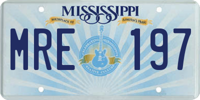 MS license plate MRE197