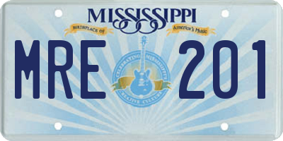 MS license plate MRE201