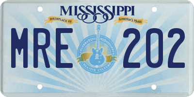 MS license plate MRE202
