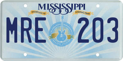 MS license plate MRE203