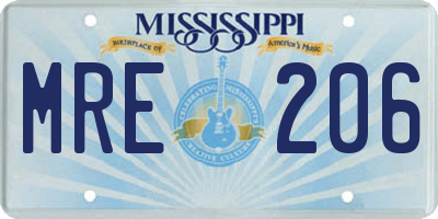 MS license plate MRE206