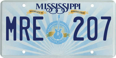 MS license plate MRE207