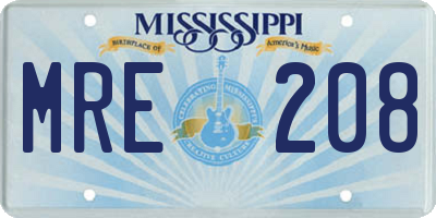 MS license plate MRE208