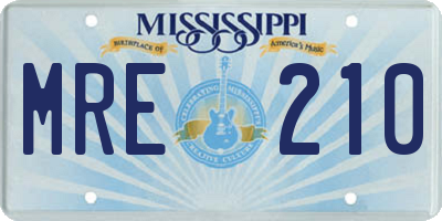 MS license plate MRE210
