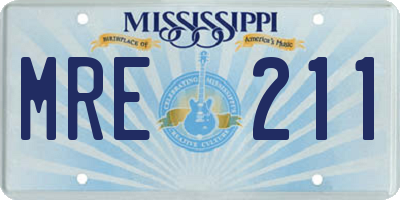 MS license plate MRE211