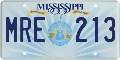 MS license plate MRE213