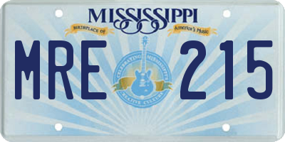 MS license plate MRE215