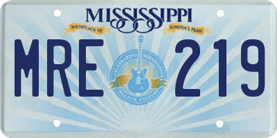 MS license plate MRE219