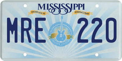 MS license plate MRE220