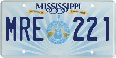 MS license plate MRE221