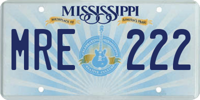 MS license plate MRE222