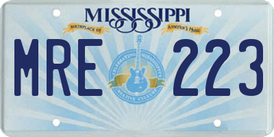 MS license plate MRE223