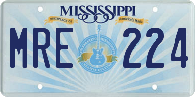 MS license plate MRE224