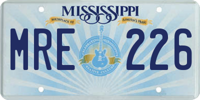 MS license plate MRE226