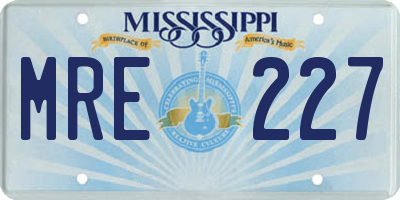 MS license plate MRE227