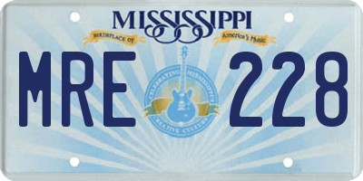 MS license plate MRE228