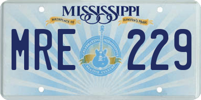 MS license plate MRE229