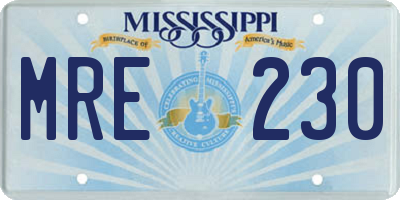 MS license plate MRE230
