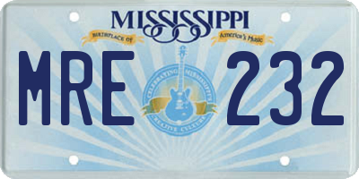 MS license plate MRE232