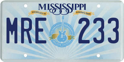 MS license plate MRE233