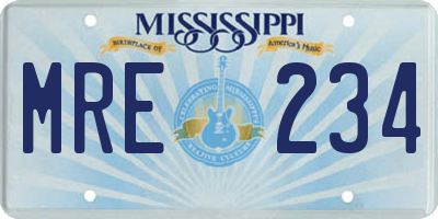 MS license plate MRE234