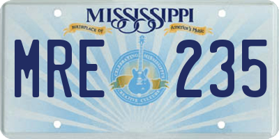 MS license plate MRE235