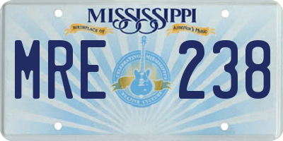 MS license plate MRE238