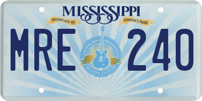 MS license plate MRE240
