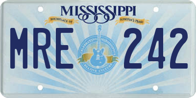 MS license plate MRE242