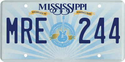 MS license plate MRE244