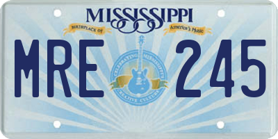 MS license plate MRE245
