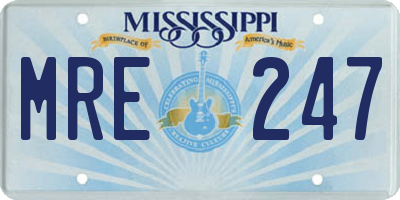 MS license plate MRE247