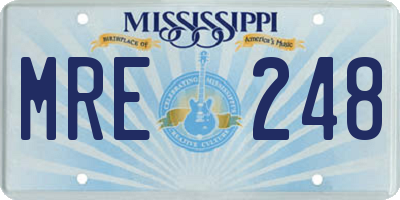 MS license plate MRE248