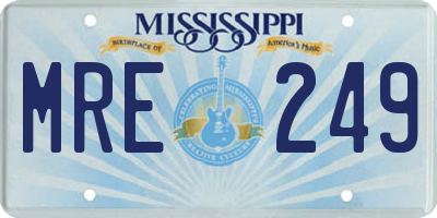 MS license plate MRE249
